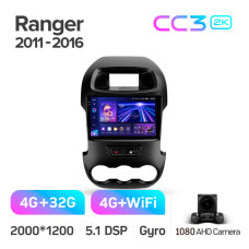 Android head unit Teyes CC3 4+32 Gb Ford Ranger (F2) 2011-2016 9" 2k