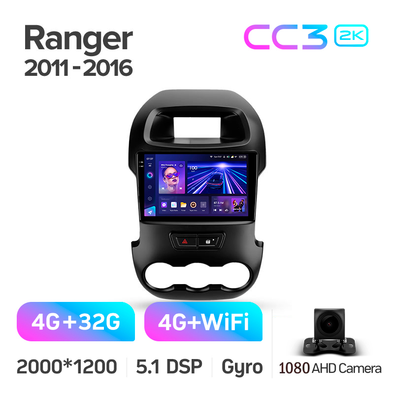 Stamm-Magnetophon Teyes CC3 4+32 GB Ford Ranger (F2) 2011–2016, 9