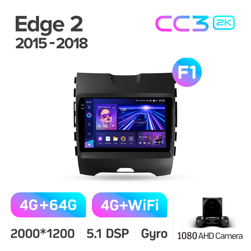 Android head unit Teyes CC3 4+64 Gb Ford Edge 2 2015-2018 (F1) 9" 2k