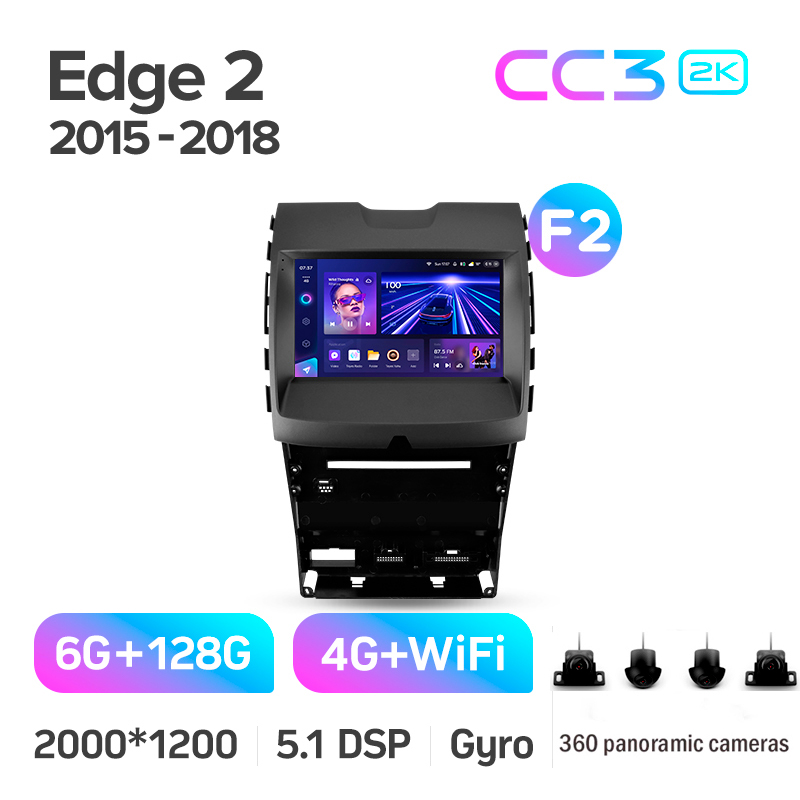 Android head unit Teyes CC3 6+128 Gb with 360° surround view° Ford Edge 2 2015-2018 (F2) 9" 2k (L1)