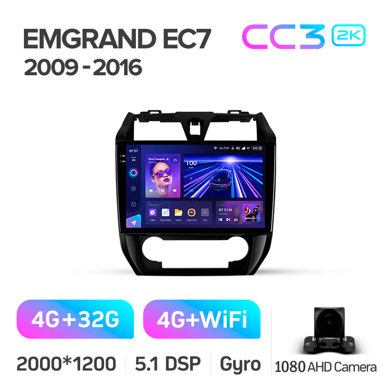 Android head unit Teyes CC3 4+32 Gb Geely Emgrand EC7 1 2009-2016 10" 2k