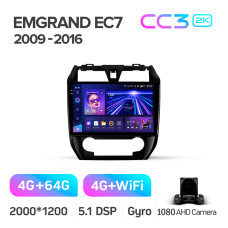 Android head unit Teyes CC3 4+64 Gb Geely Emgrand EC7 1 2009-2016 10" 2k