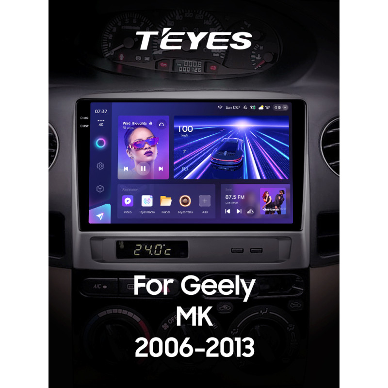 Android head unit Teyes CC3 4+64 Gb Geely MK 1 2006-2013 9" 2k