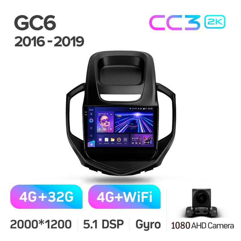 Android head unit Teyes CC3 4+32 Gb Geely GC6 2016-2019 9" 2k