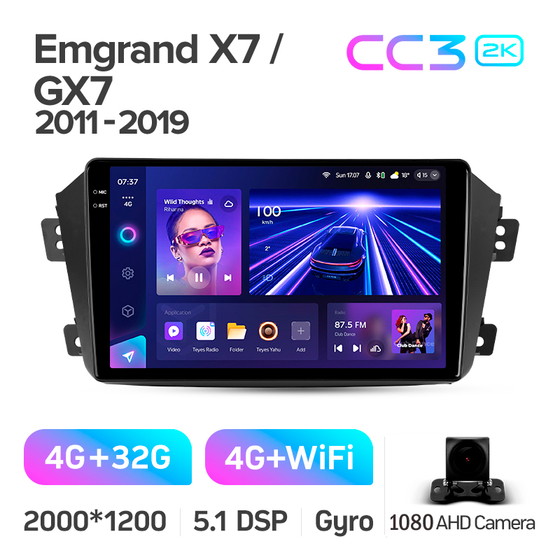 Android head unit Teyes CC3 4+32 Gb Geely Emgrand X7 1 GX7 EX7 2011-2019 9" 2k