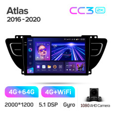Android head unit Teyes CC3 4+64 Gb Geely Atlas NL-3 2016-2020 9" 2k