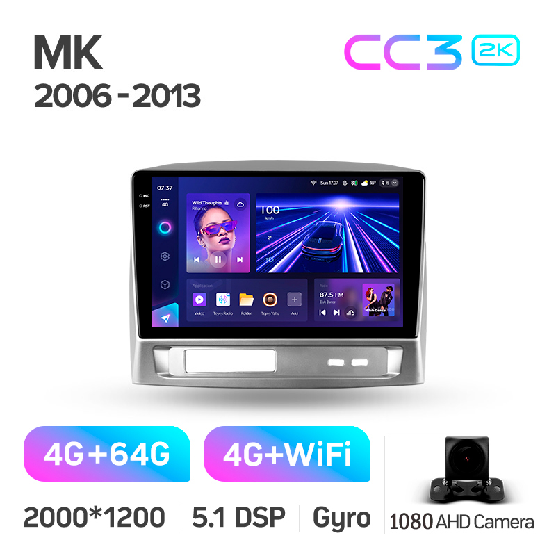 Android head unit Teyes CC3 4+64 Gb Geely MK 1 2006-2013 9" 2k
