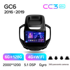 Android head unit Teyes CC3 6+128 Gb with 360° surround view° Geely GC6 2016-2019 9" 2k