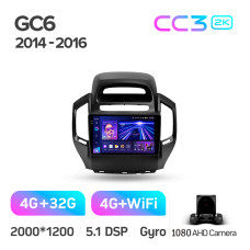 Android head unit Teyes CC3 4+32 Gb Geely GC6 1 2014-2016 9" 2k