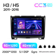 Android head unit Teyes CC3 6+128 Gb with 360° surround view° GREAT WALL Haval H3 H5 2011-2016 9" 2k