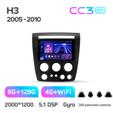 Android head unit Teyes CC3 6+128 Gb with 360° surround view° Hummer H3 1 2005-2010 9" 2k (L1)