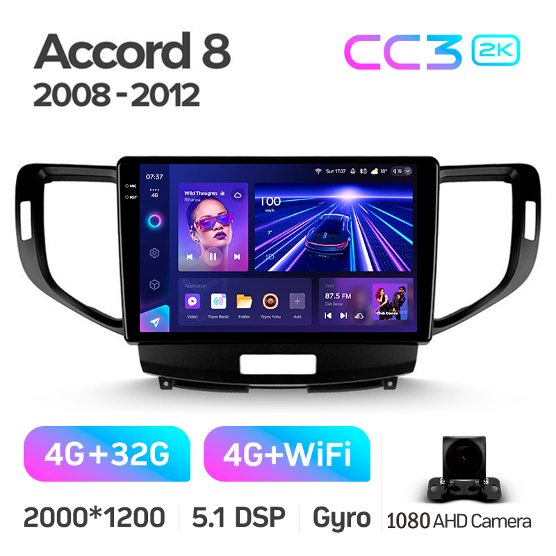 Android head unit Teyes CC3 4+32 Gb Honda Accord 8 2008-2012 9" 2k