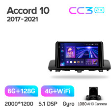Android head unit Teyes CC3 6+128 Gb Honda Accord 10 CV X 2017 - 2021 (A) 9" 2k