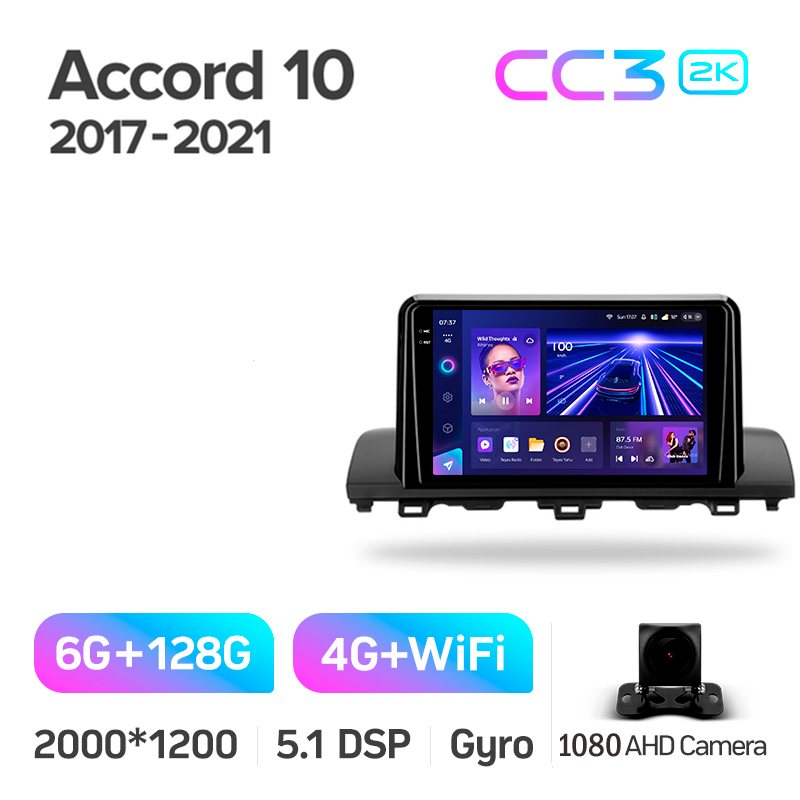 Štátní magnetofon Teyes CC3 6+128 GB pro Honda Accord 10 CV (X) 2017–2021 (A), 9