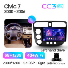Android head unit Teyes CC3 6+128 Gb Honda Civic 7 2000-2006 9" 2k