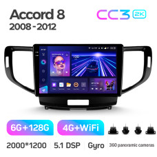 Android head unit Teyes CC3 6+128 Gb with 360° surround view° Honda Accord 8 2008-2012 9" 2k