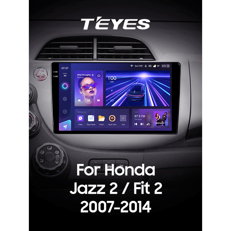 Android head unit Teyes CC3 6+128 Gb Honda Jazz 2 GG Fit 2 GE 2007 - 2014 10" 2k