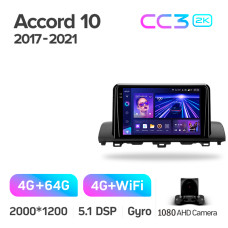 Android head unit Teyes CC3 4+64 Gb Honda Accord 10 CV X 2017 - 2021 (A) 9" 2k