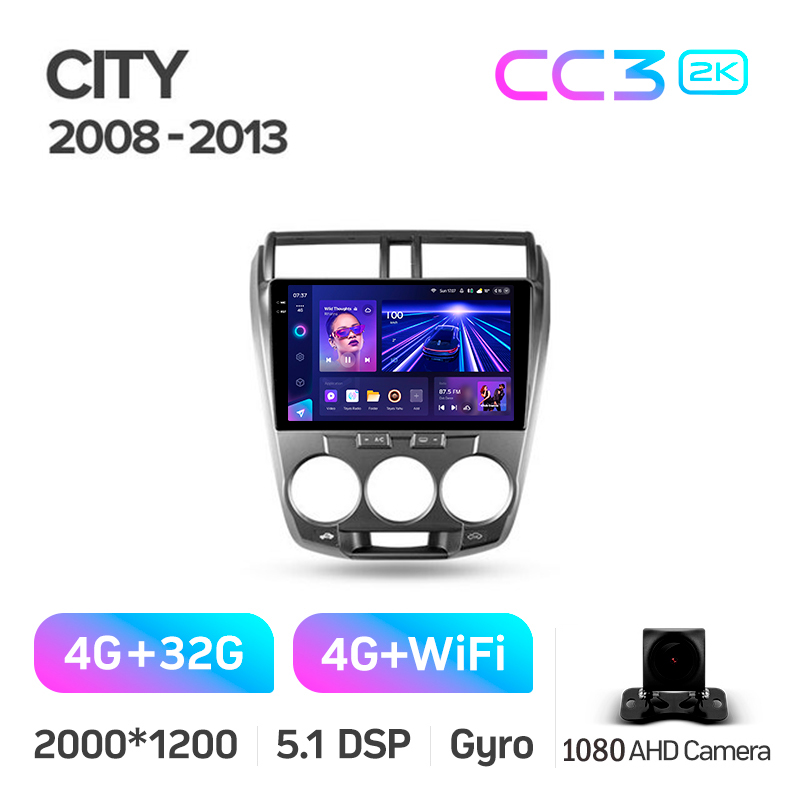 Android head unit Teyes CC3 4+32 Gb Honda City 2008-2013 10" 2k