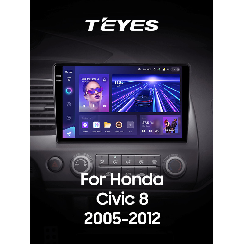 Android head unit Teyes CC3 6+128 Gb Honda Civic 8 FK FN FD 2005-2012 10" 2k