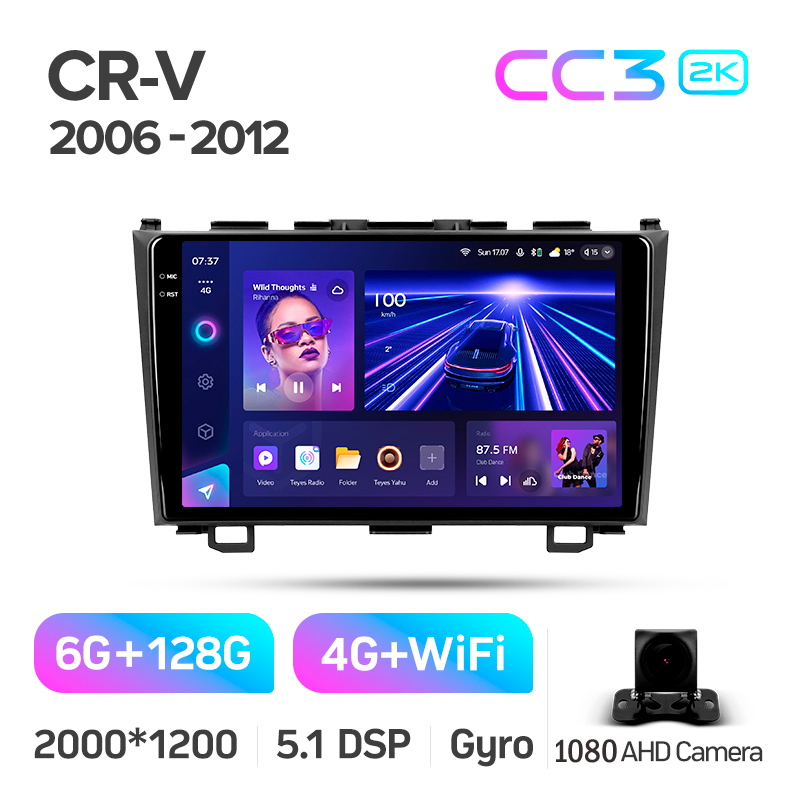 Android head unit Teyes CC3 6+128 Gb Honda CR-V CR-V 3 RE 2006-2012 9" 2k