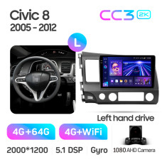 Android head unit Teyes CC3 4+64 Gb Honda Civic 8 FK FN FD 2005-2012 10" 2k