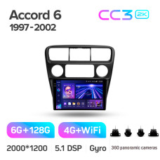 Android head unit Teyes CC3 6+128 Gb with 360° surround view° Honda Accord 6 1997-2002 9" 2k