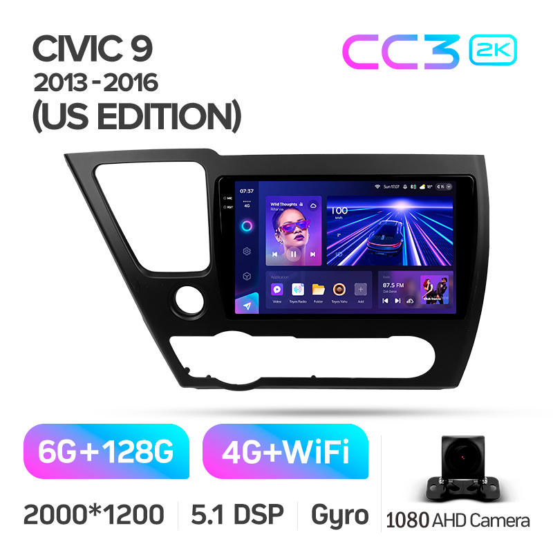 Android head unit Teyes CC3 6+128 Gb Honda Civic 9 Middle East 2013-2016 9" 2k (L1)
