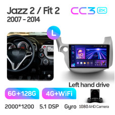 Android head unit Teyes CC3 6+128 Gb Honda Jazz 2 GG Fit 2 GE 2007 - 2014 10" 2k