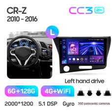 Android head unit Teyes CC3 6+128 Gb with 360° surround view° Honda CR-Z 1 CRZ (Left hand drive) 2010-2016 9" 2k