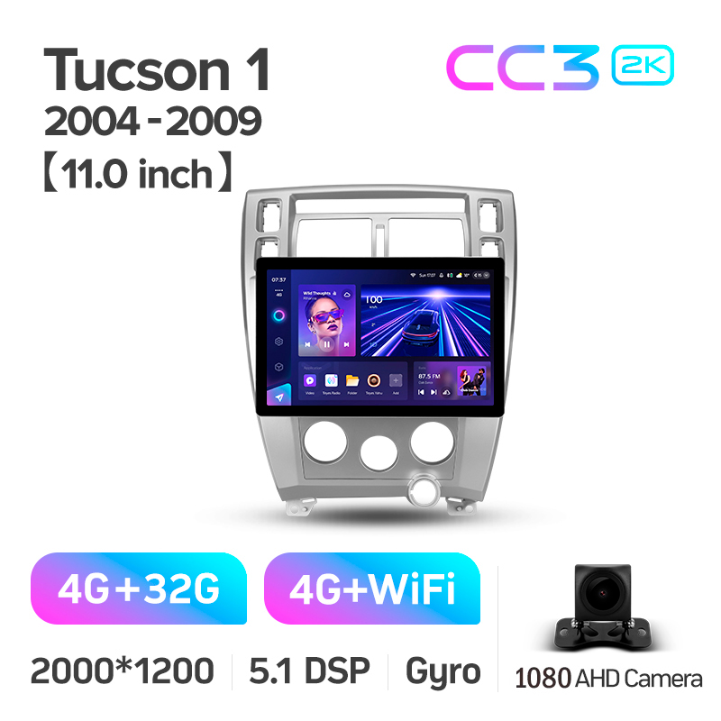 Android head unit Teyes CC3 4+32 Gb Hyundai Tucson 1 2004-2009 11" 2k