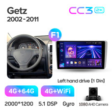 Android head unit Teyes CC3 4+64 Gb Hyundai Getz 1 (F1) (1 Din) (Left hand drive) 2002-2011 9" 1din 2k