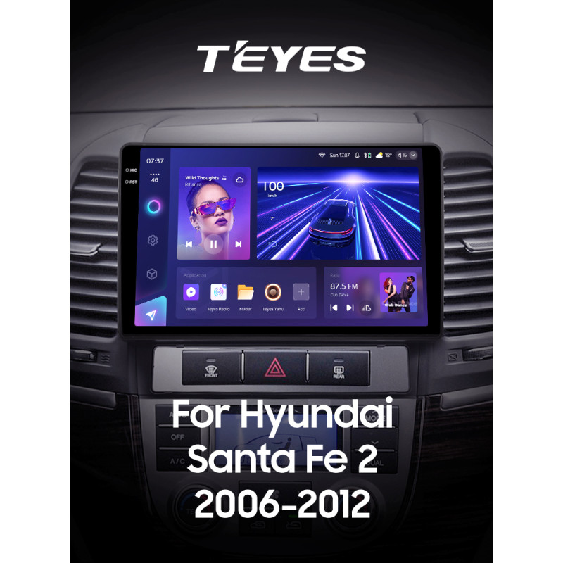 Android head unit Teyes CC3 4+64 Gb Hyundai Santa Fe 2 2006-2012 9" 2k