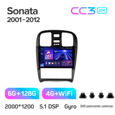 Android head unit Teyes CC3 6+128 Gb with 360° surround view° Hyundai Sonata EF 2001-2012 9" 2k
