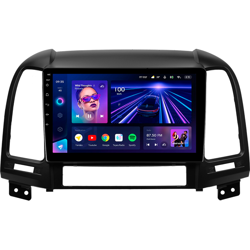 Android head unit Teyes CC3 4+32 Gb Hyundai Santa Fe 2 2006-2012 9"