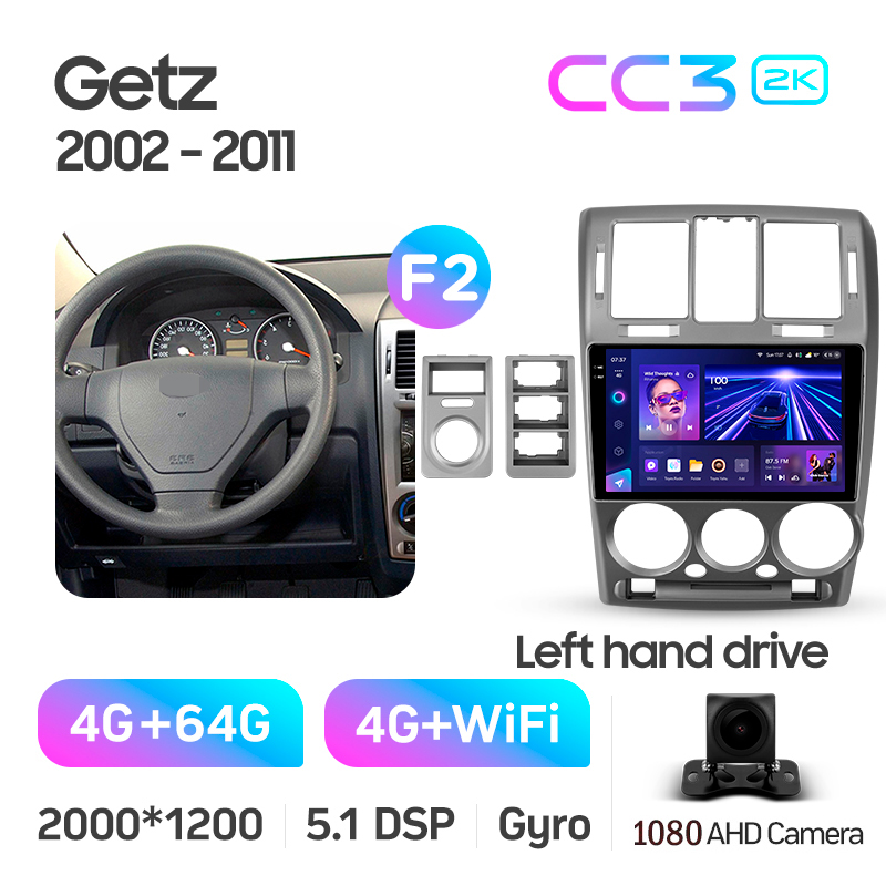 Android head unit Teyes CC3 4+64 Gb Hyundai Getz 1 (F2) (Left hand drive) 2002-2011 9" 2k