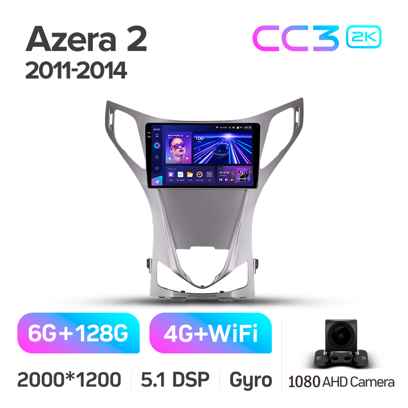 Android head unit Teyes CC3 6+128 Gb Hyundai Azera 2 II 2011-2014 9" 2k (L2)