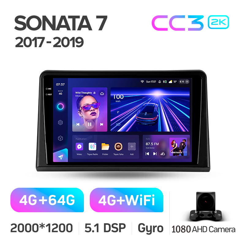 Android head unit Teyes CC3 4+64 Gb Hyundai Sonata 7 LF 2017-2019 9" 2k