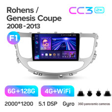 Android head unit Teyes CC3 6+128 Gb with 360° surround view° Hyundai Rohens Genesis (F1) 2008-2013 9" 2k (L1)