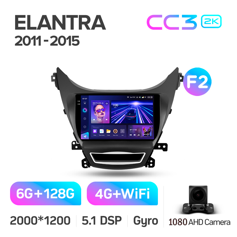 Android head unit Teyes CC3 6+128 Gb Hyundai Elantra 5 JK GD MD UD 2010-2016 (F2) 9" 2k