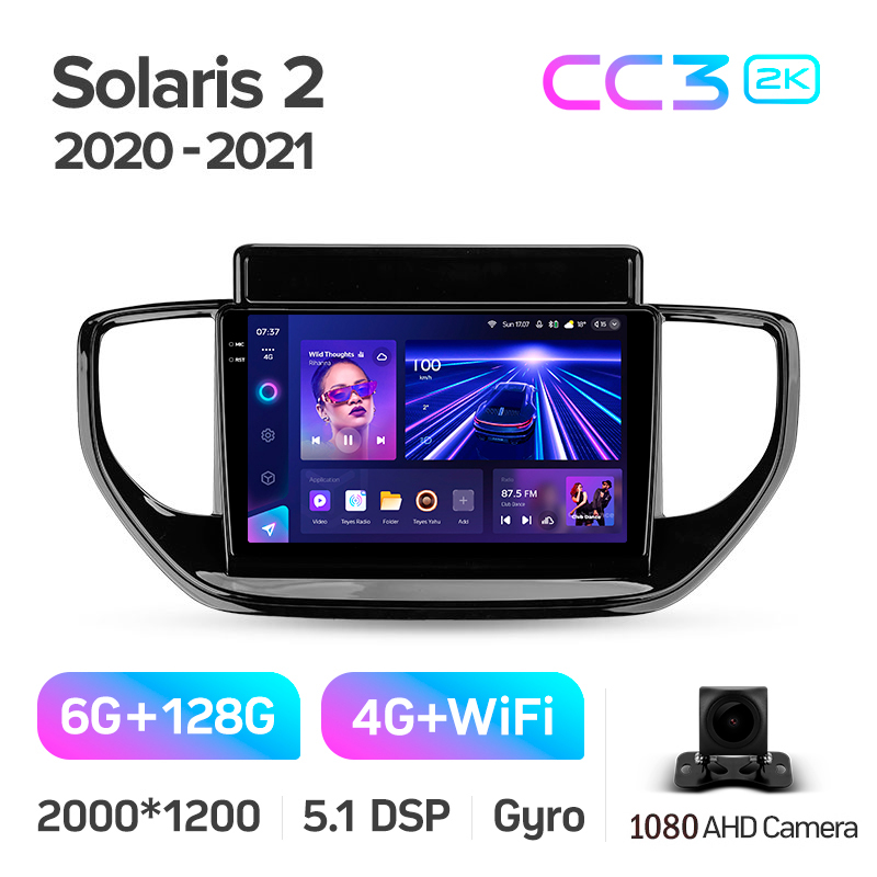 Android head unit Teyes CC3 6+128 Gb Hyundai Solaris 2 II 2020-2021 9" 2k