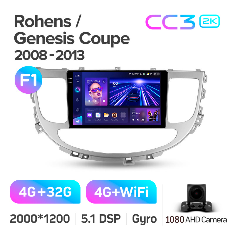 Android head unit Teyes CC3 4+32 Gb Hyundai Rohens Genesis (F1) 2008-2013 9" 2k (L1)