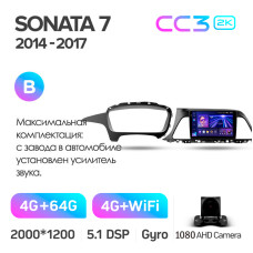 Android head unit Teyes CC3 4+64 Gb Hyundai Sonata 7 LF 2014-2017 (B) 9" 2k