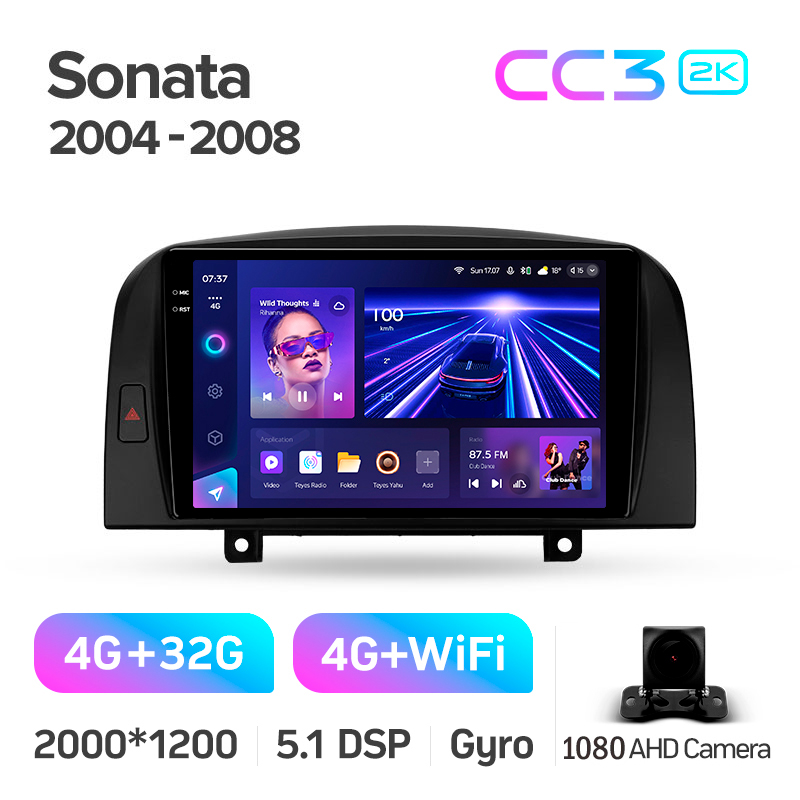 Android head unit Teyes CC3 4+32 Gb Hyundai Sonata NF 2004-2008 9" 2k