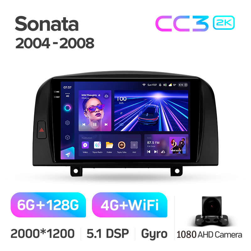 Android head unit Teyes CC3 6+128 Gb Hyundai Sonata NF 2004-2008 9" 2k