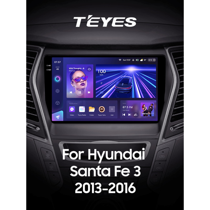 Android head unit Teyes CC3 4+32 Gb Hyundai Santa Fe 3 2013-2016 (B) 9" 2k