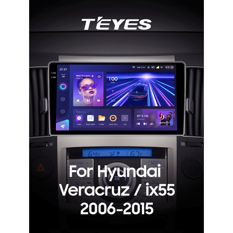 Android head unit Teyes CC3 4+64 Gb Hyundai Veracruz ix55 (1 Din) 2006-2015 9" 1din 2k