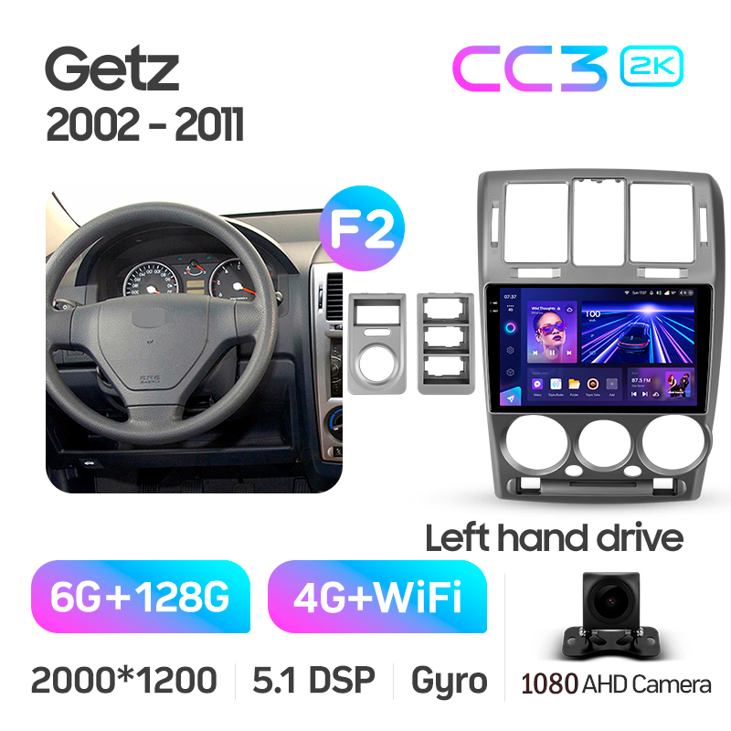 Android head unit Teyes CC3 6+128 Gb Hyundai Getz 1 (F2) (Left hand drive) 2002-2011 9" 2k