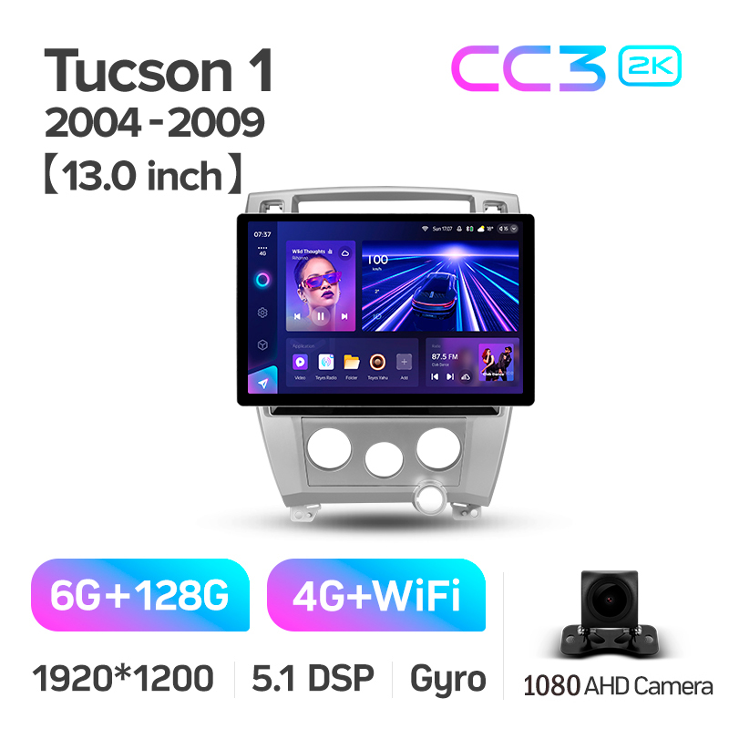 Android head unit Teyes CC3 6+128 Gb Hyundai Tucson 1 2004-2009 13" 2k