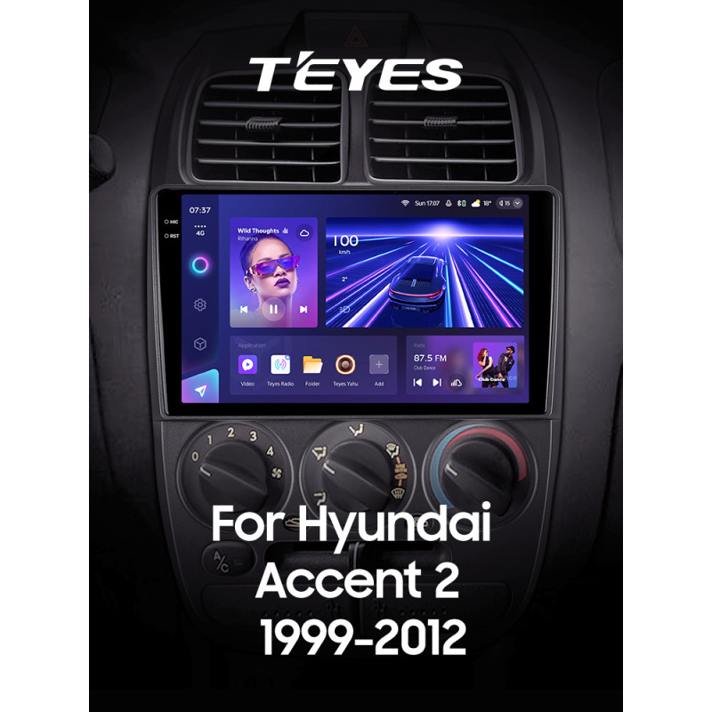 Android head unit Teyes CC3 4+64 Gb Hyundai Accent II 2 LC2 (F1) 1999-2012 9" 2k